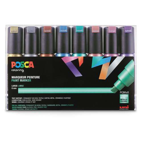 UNI POSCA Marker-Set PC8K, 8er Metallic