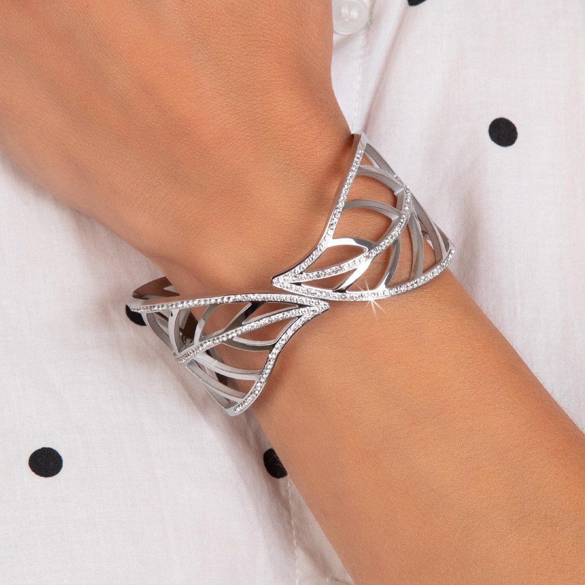 Bracelet feuille SC Crystal orné de cristaux scintillants