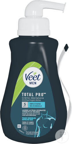 Veet Men Crème Dépilatoire Torse Et Corps Peaux Sensibles Flacon Pompe 400ml