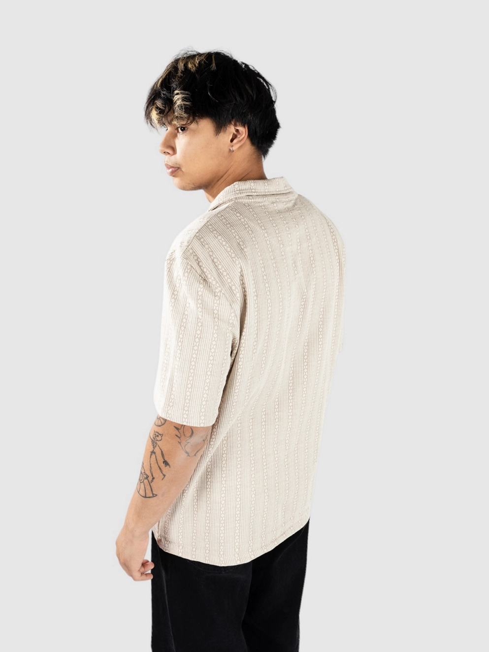 Fat Moose Hazy Jacuard Shirt ecru/khaki
