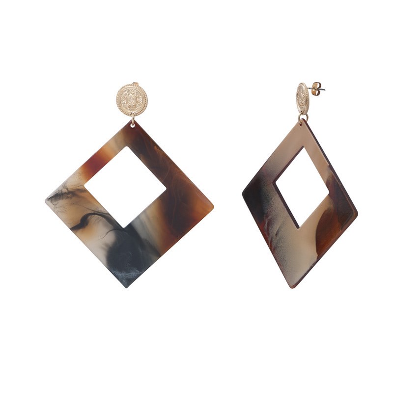 Boucles d'oreilles pendantes losange