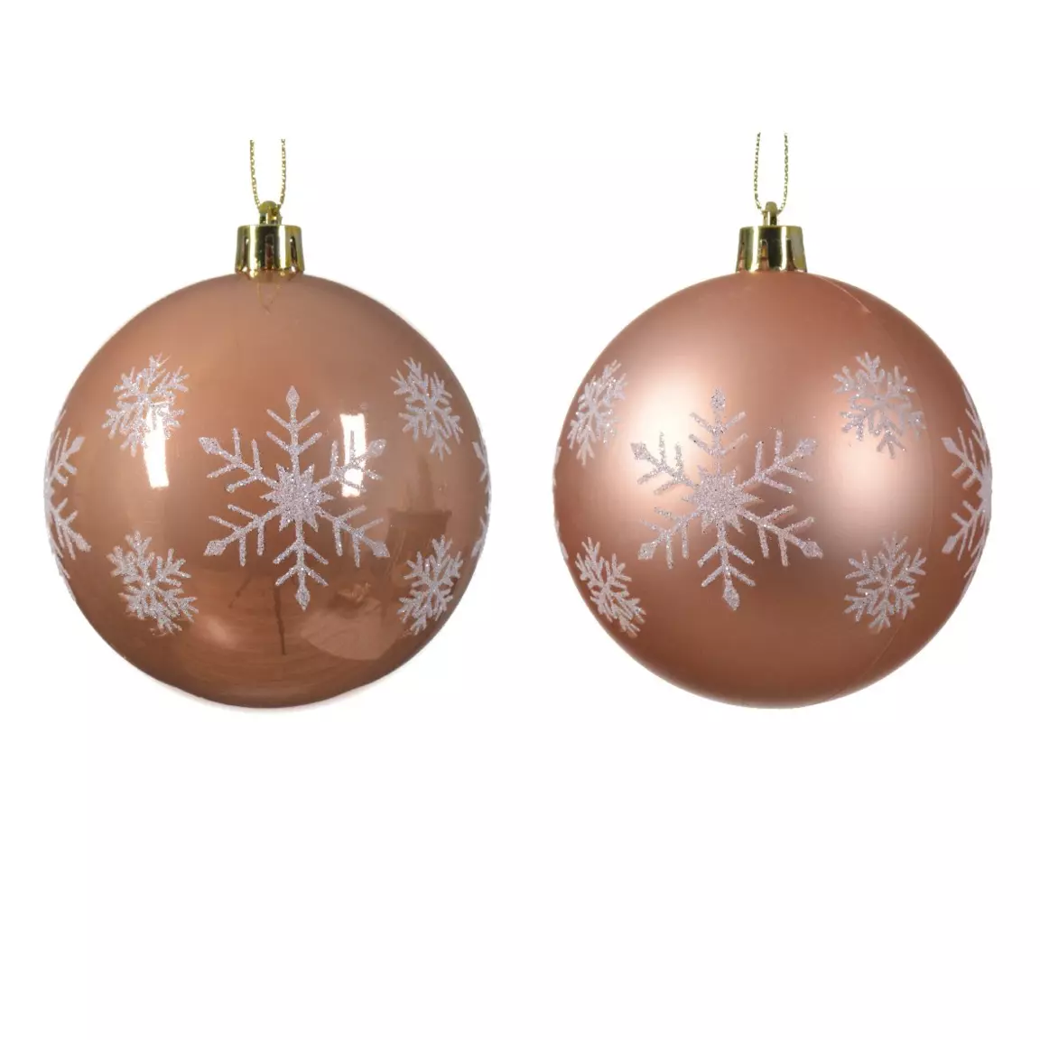 Lot de 12 boules de Noël (D80 mm) Snow Rose pétillant