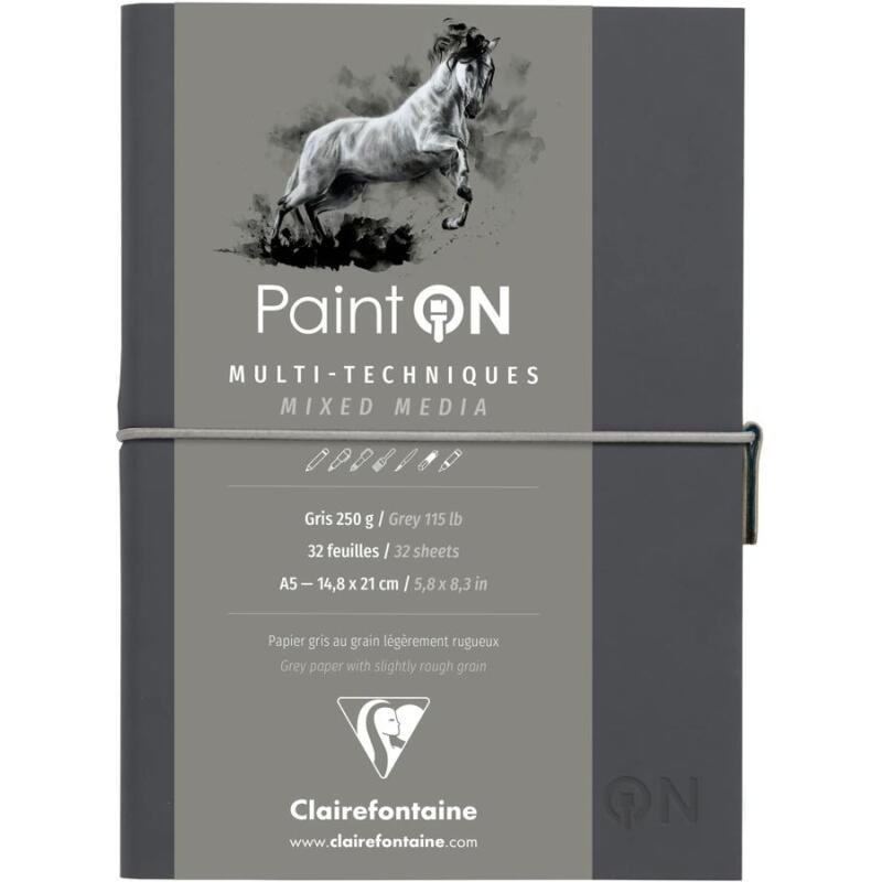 Paint'ON Gris carnet cousu 32F A5 250g - Gris