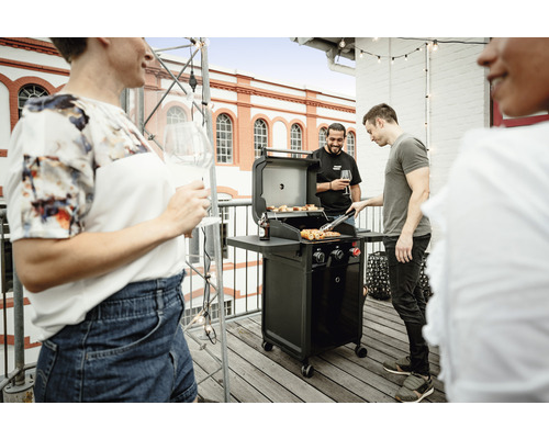 Enders Cubiq Pro 3 R Turbo 3-pits gasbarbecue, zwart, inclusief dekselthermometer, vetopvangbak, grillrooster, krachtige verwarmingszone, uitklapbare zijtafel, warmhoudrek.