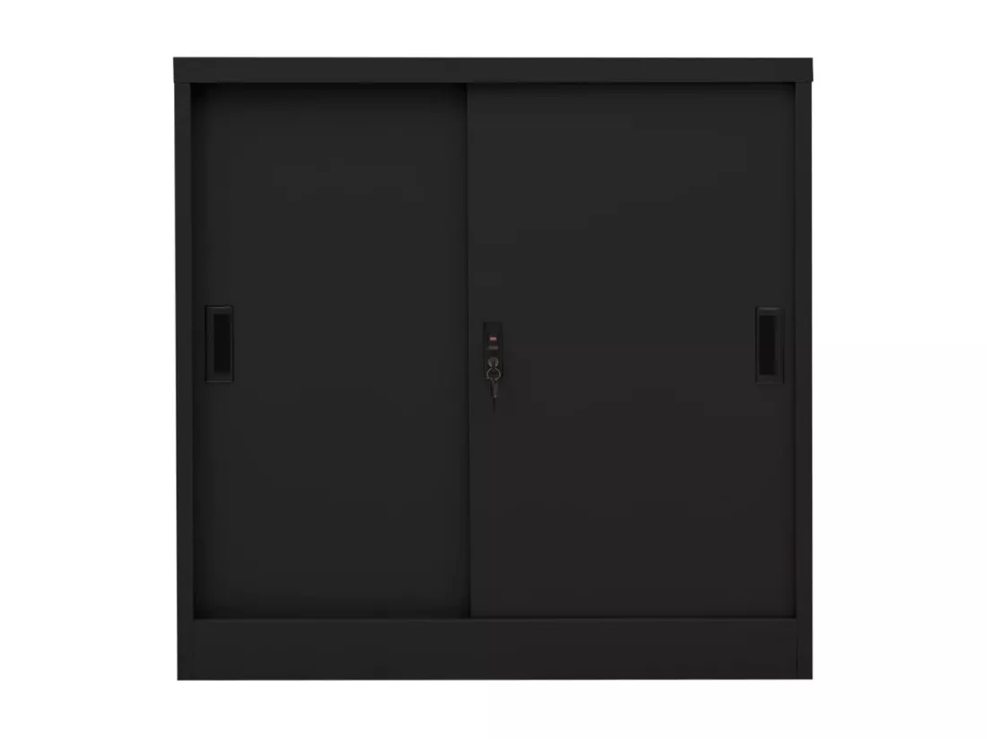 Armoire de bureau avec porte coulissante Noir 90x40x90 cm Acier