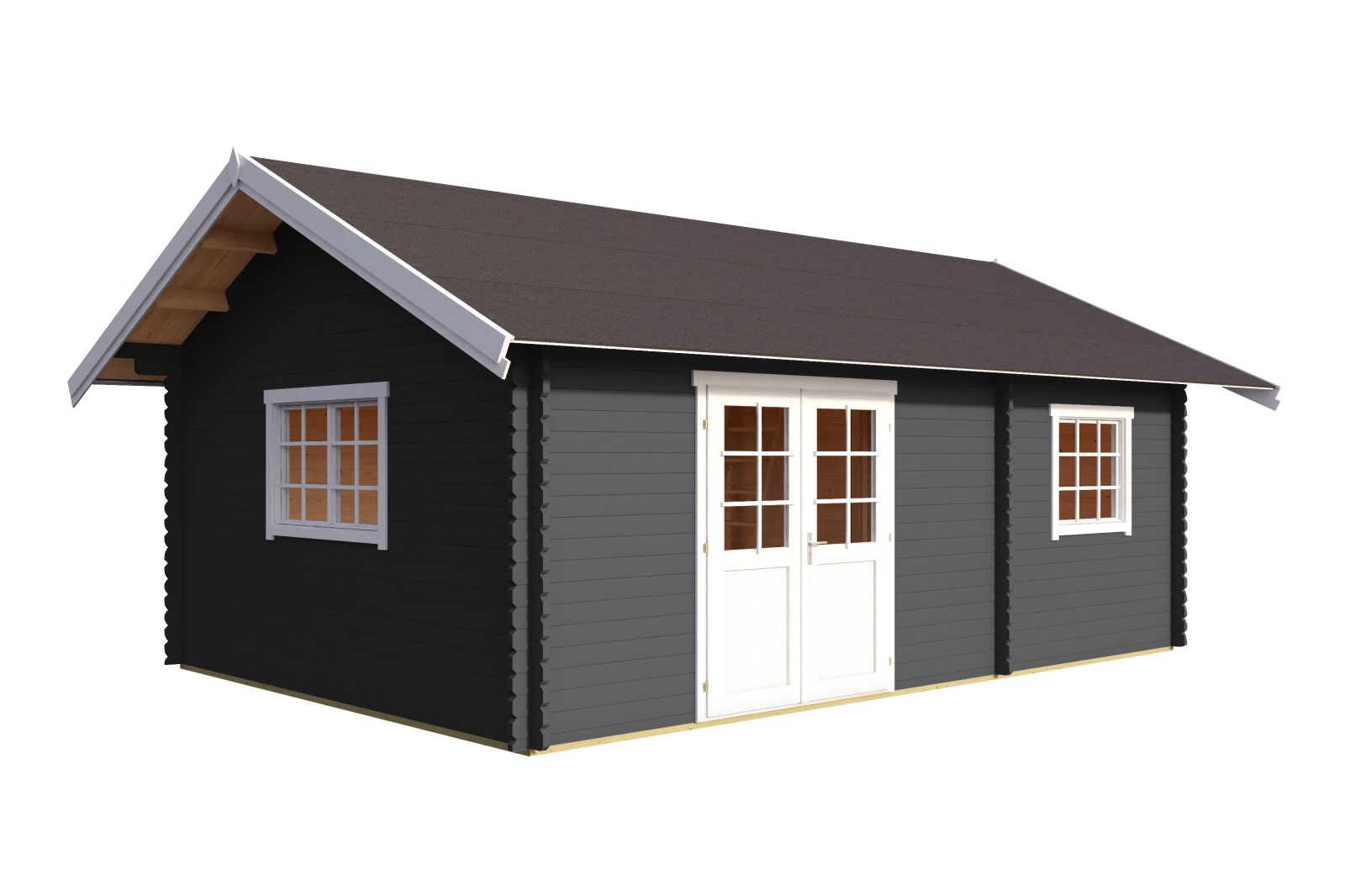 Gartenhaus CAROLINE SET GOLD - carbongrau - Fichte massiv - 575x390 cm