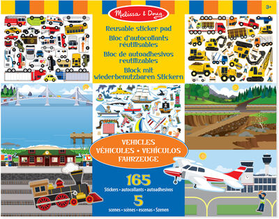 Melissa & Doug Gjenbrukbar Klistremerkebok Kjøretøy