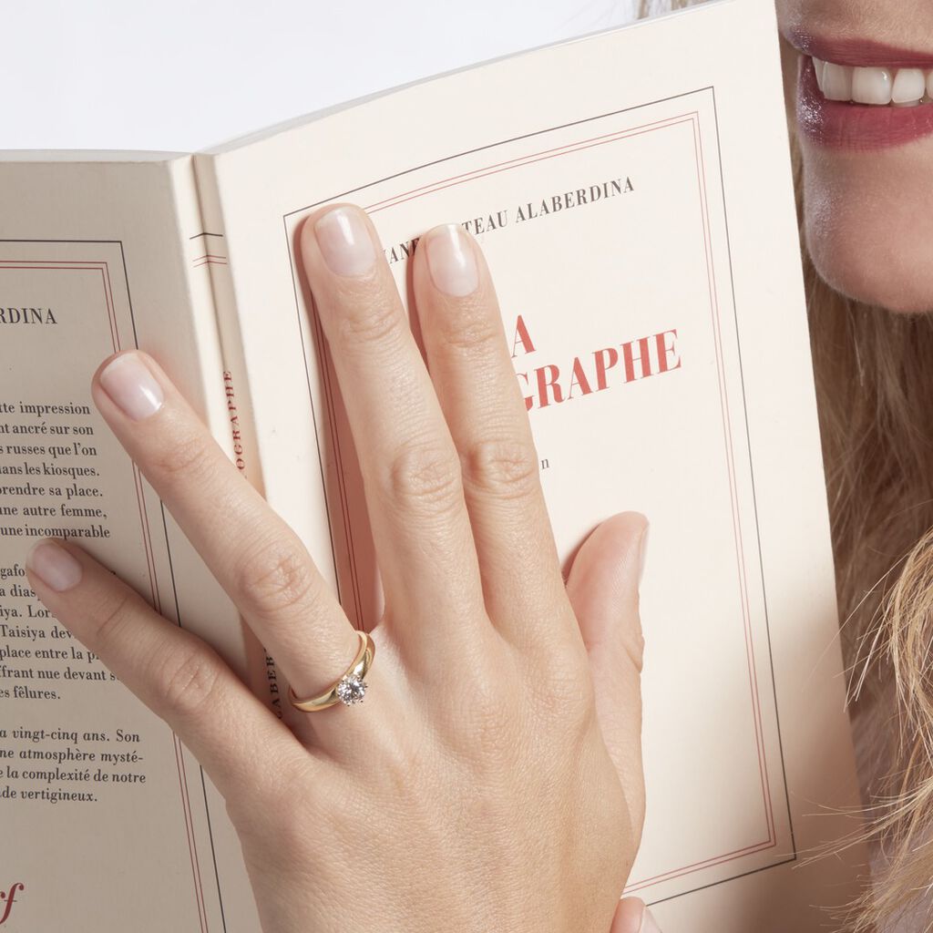 Bague Solitaire Or Jaune Diamant Synthetique