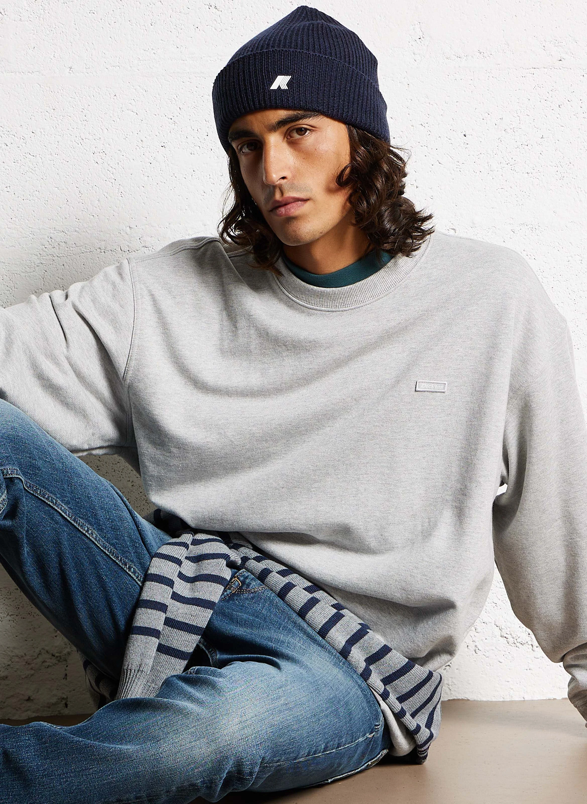 CLANCY - Sweat col rond ample en coton | Gris