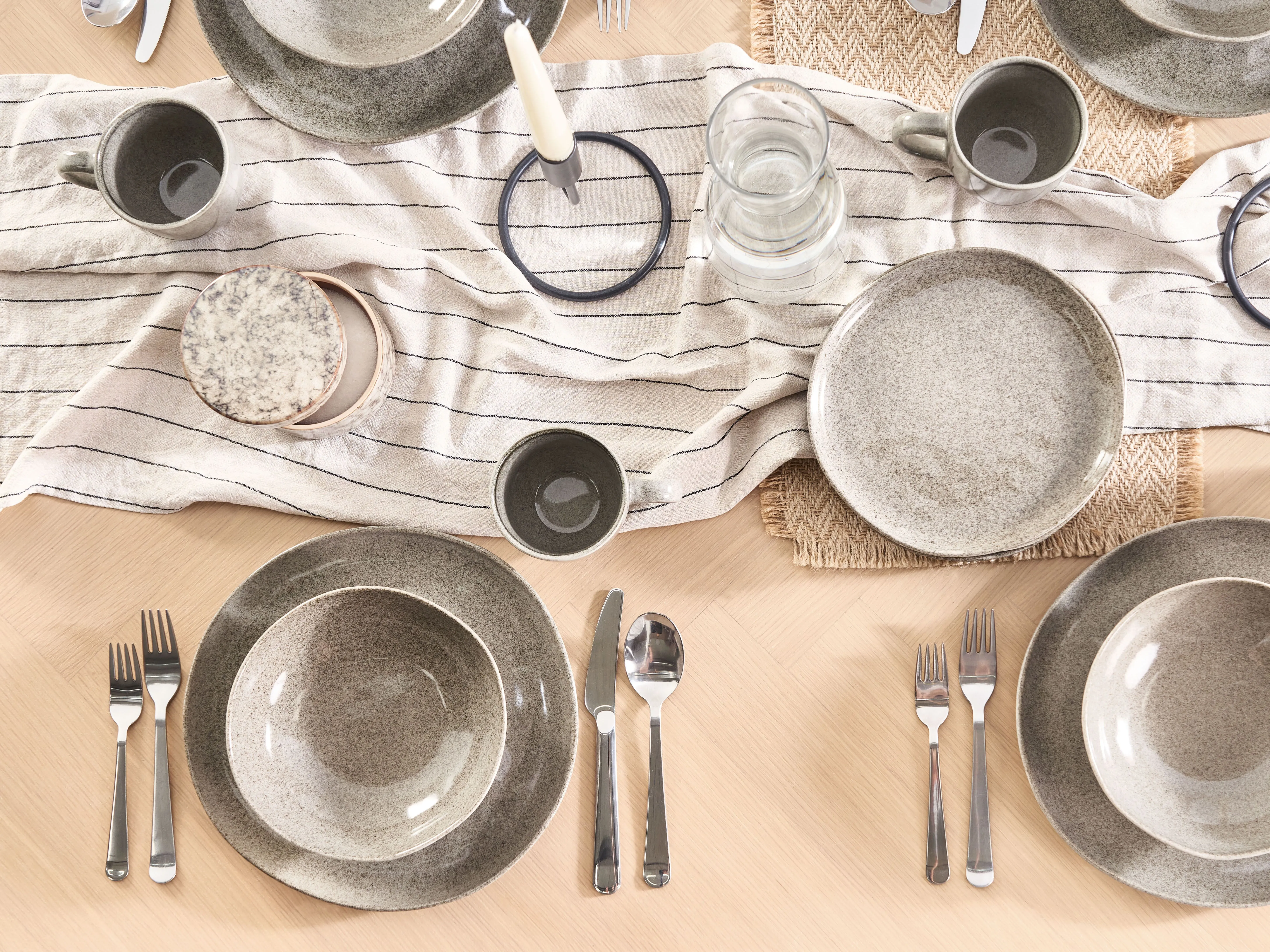 Set van 8 diepe borden COSTMARY Steengoed Grijs