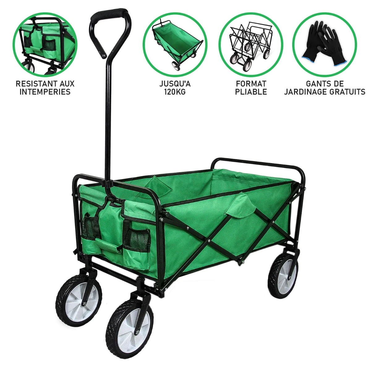 Chariot Pliable de Jardin – Vert Monstershop