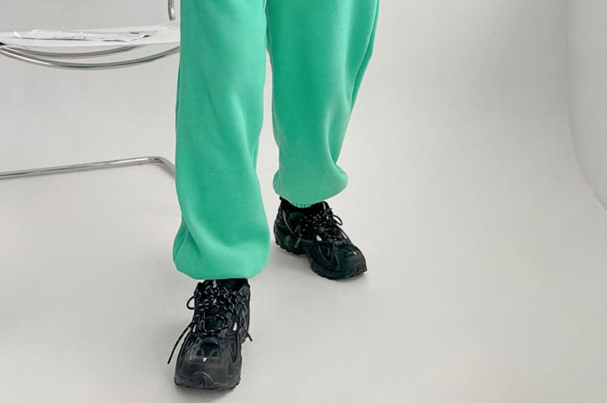 Chubby Girl - Effen fleecegevoerde joggingbroek met trekkoord in de taille