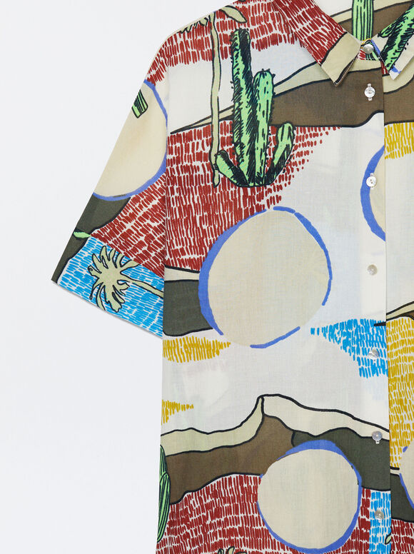 Camisa estampada em algodão orgânico - Multicolorida
