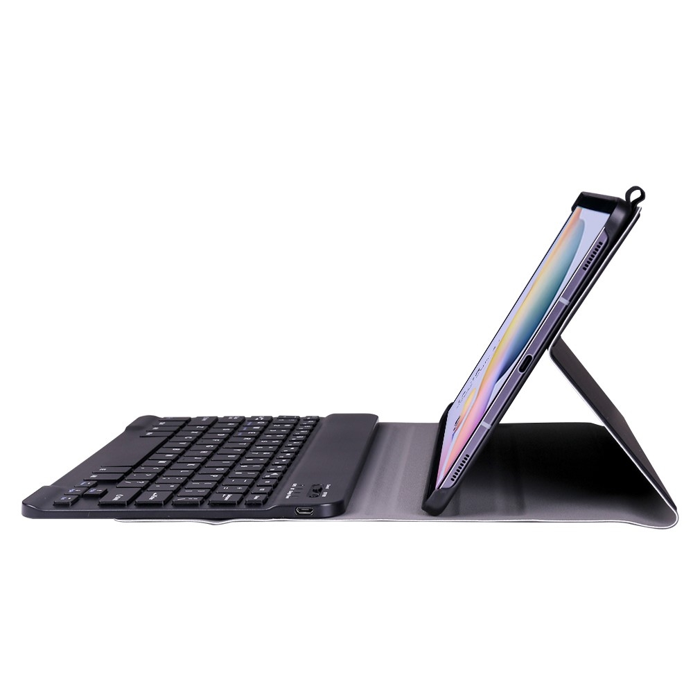 Samsung Galaxy Tab S8 / Tab S7 Leder Tasche mit abnehmbarer Bluetooth Tastatur Keyboard   S-Pen Halterung (QWERTY) - Schwarz
