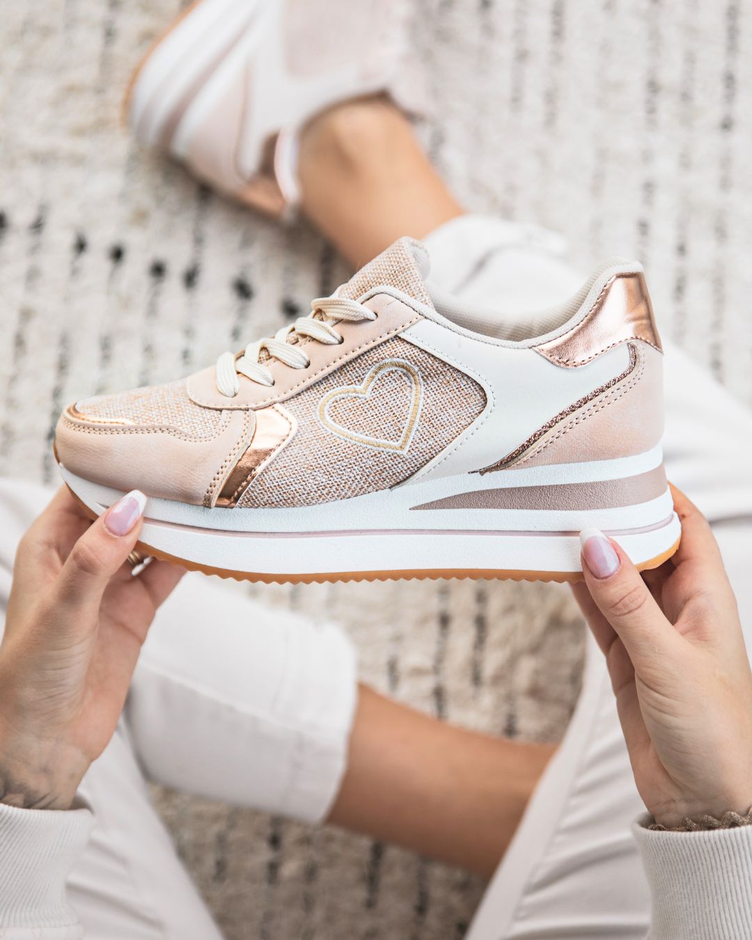 Basket femme nude à lacets - Junon