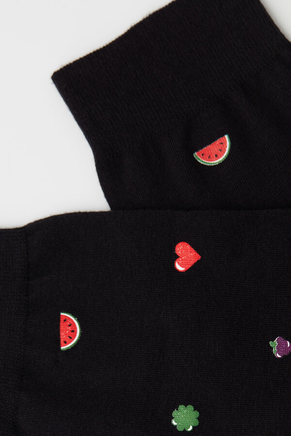 Meias curtas de algodão estampadas