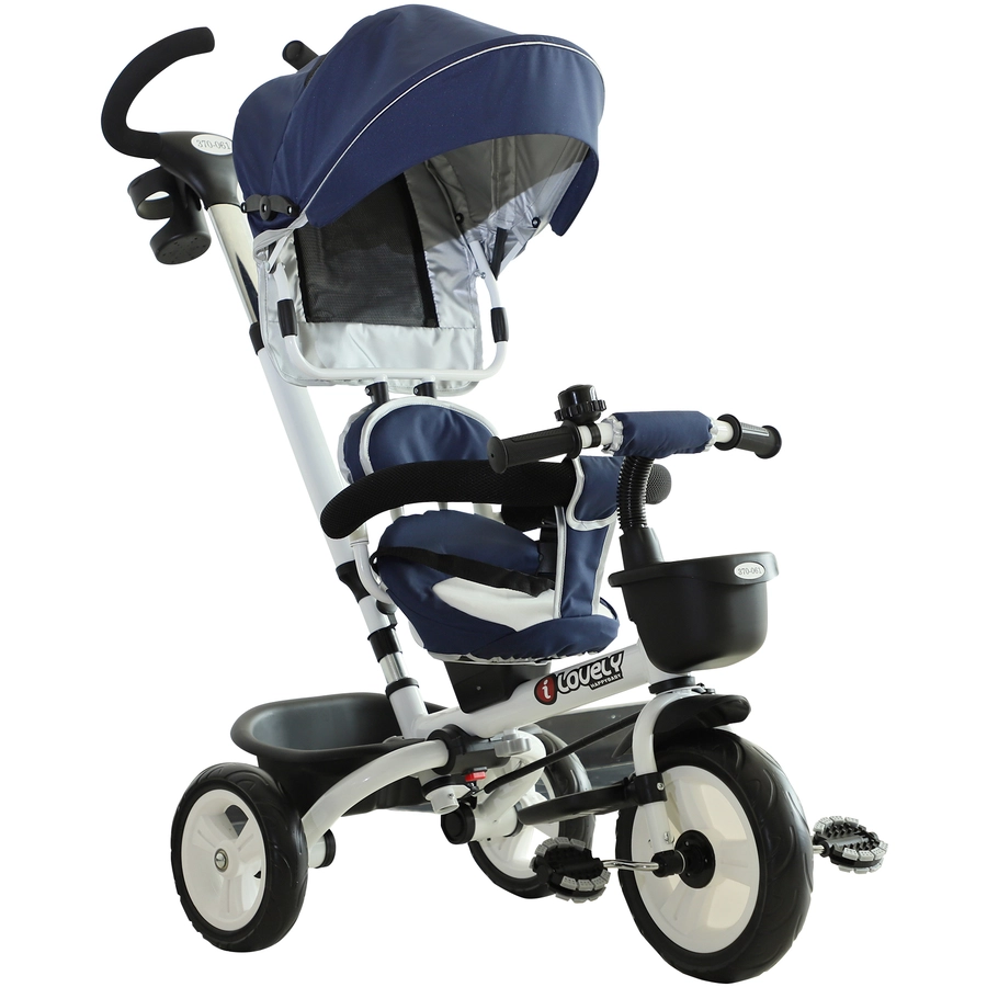 HOMCOM 4-in-1 Kinderdreirad mit Sonnendach blau