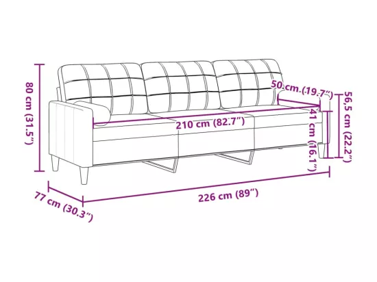 Canapé 3 places avec oreillers décoratifs noir 210 cm tissu