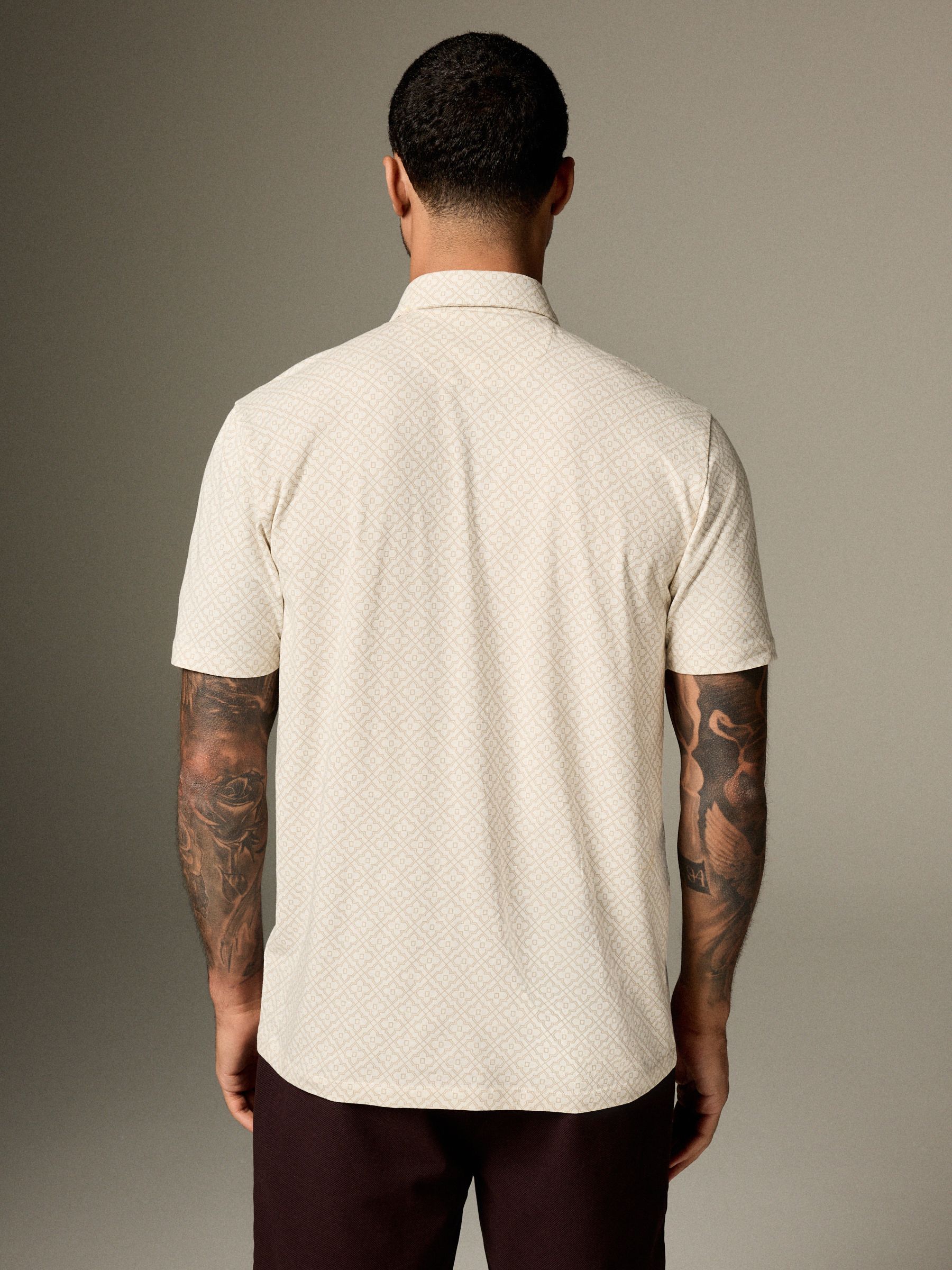 Ecru Geo - Poloshirt met korte mouwen en print
