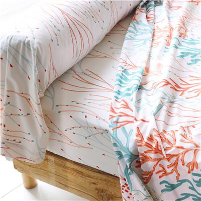 Linge de lit percale motif coraux