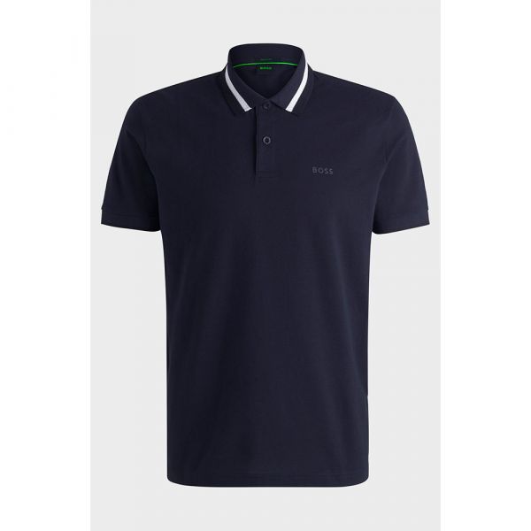 Boss para Homem Pólo Ativo Paddy com Riscas Contrastantes em Azul-marinho Xxl