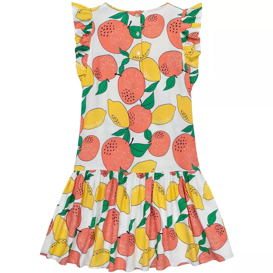 MINOTI Kleid mit Flügerärmeln WeißOrangeGelb
