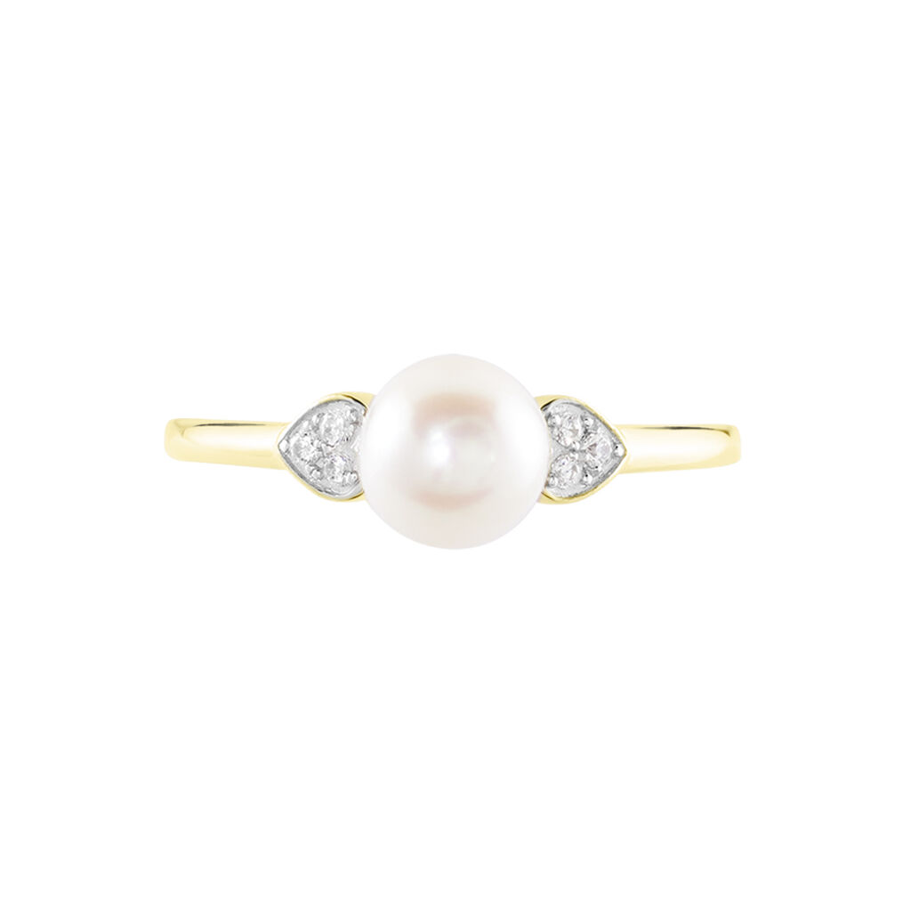 Bague Andromaque Or Jaune Perle De Culture Oxyde