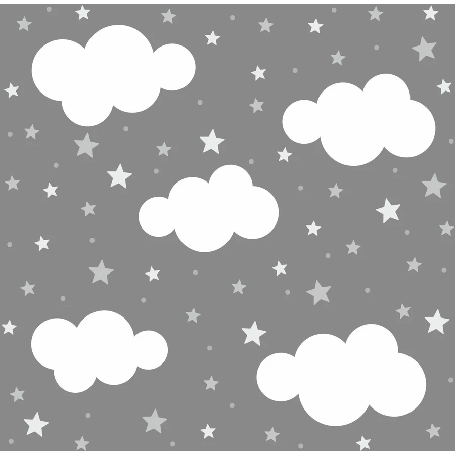 Nikima Wandtattoo 143 Wolken, Sterne und Punkte Set grau weiß - 87 Stück in 6 vers. Größen grau