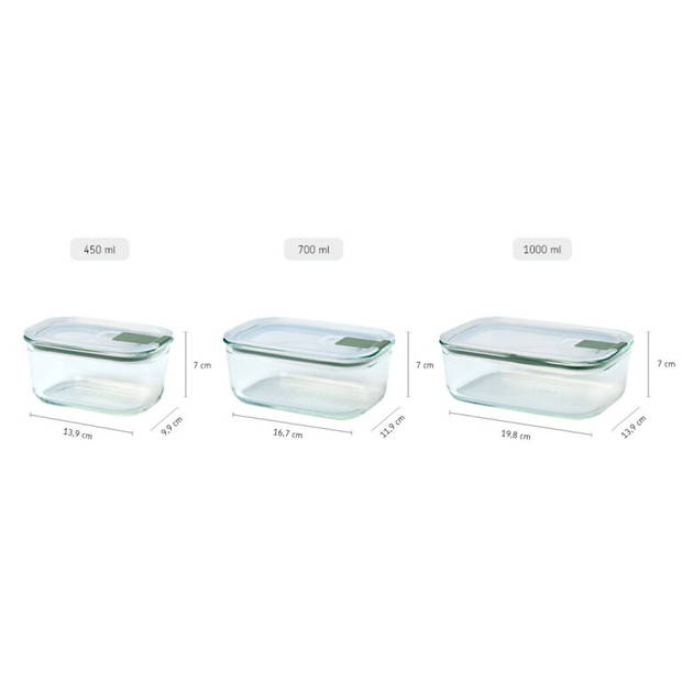 Mepal EasyClip vershouddoos glas 1000ml nordic sage