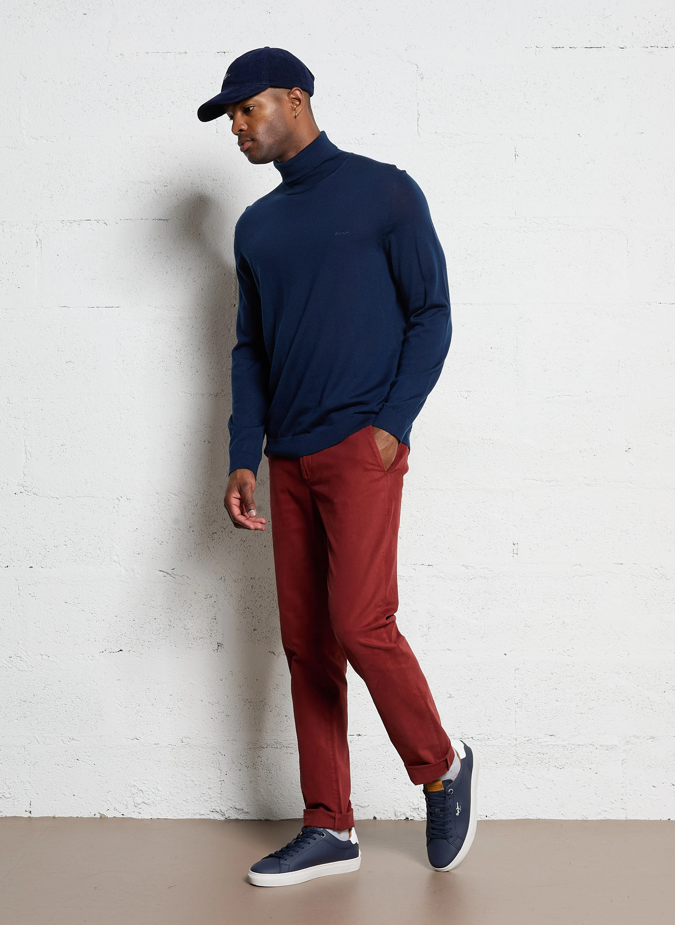 Pantalon slim en coton mélangé | Rouge
