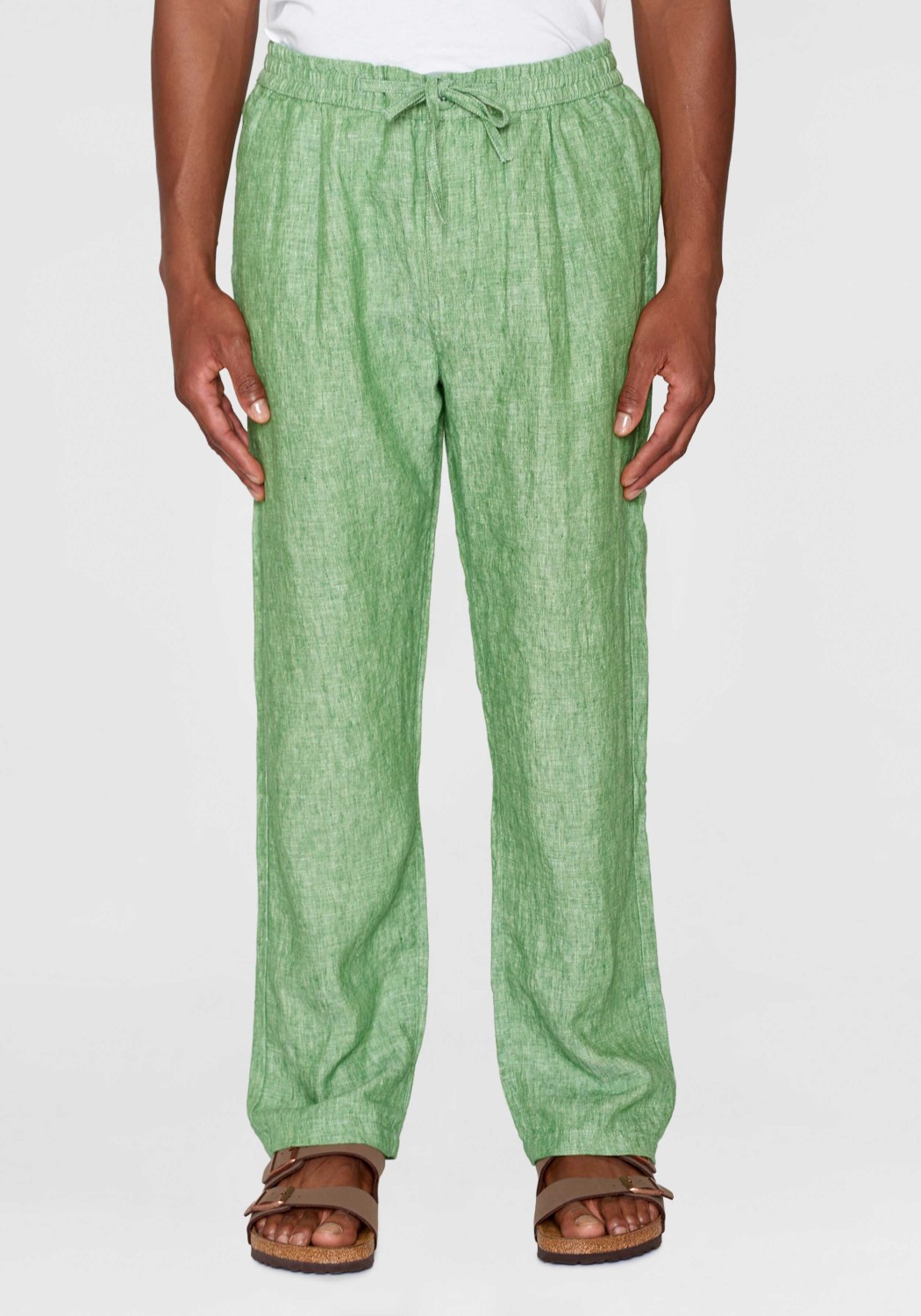 Knowledge Cotton Apparel Leinenhose Fig Loose Linen Pants Shale Green