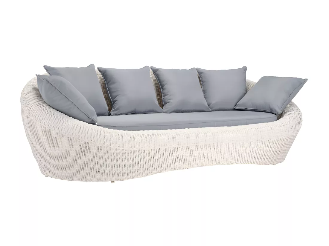 Salon de jardin en résine tressée ivoire : canapé, 2 fauteuils et table basse - WHITEHEAVEN de MYLIA