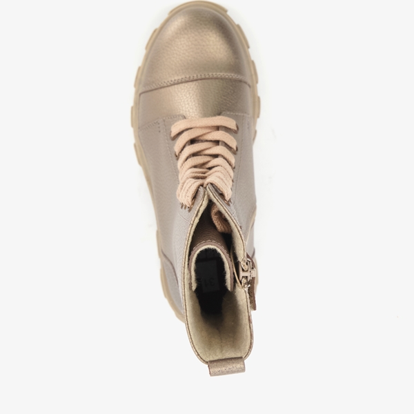 GROOT leren meisjes veterboots goud