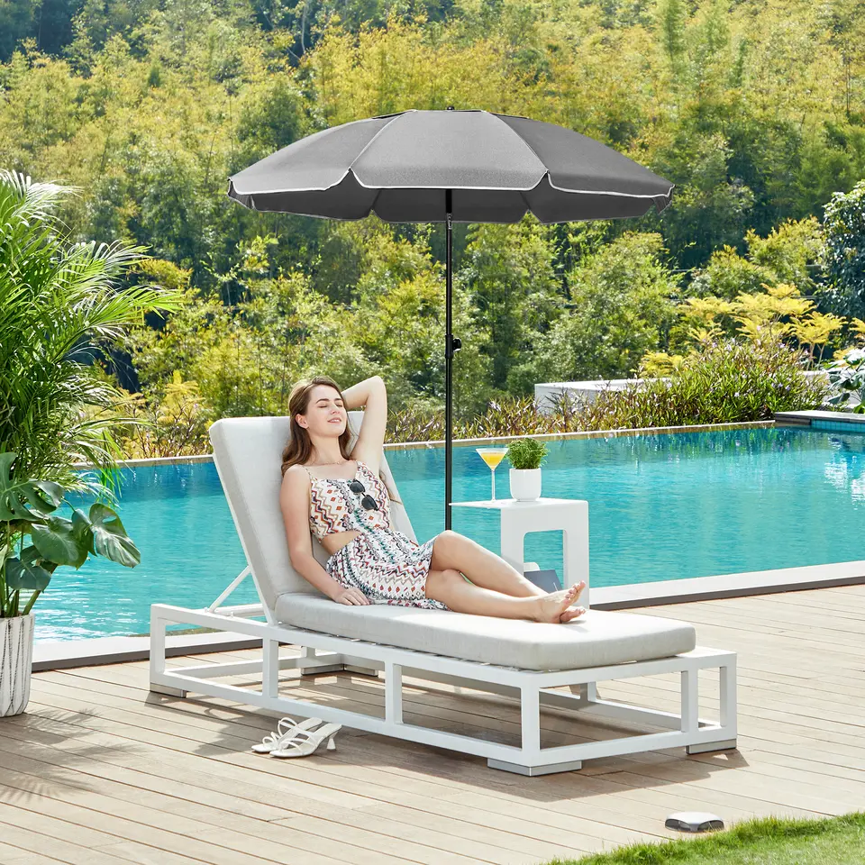 Stokparasol - Strandparasol - Ø 200 cm - Kantelbaar - met Draagtas - Grijs
