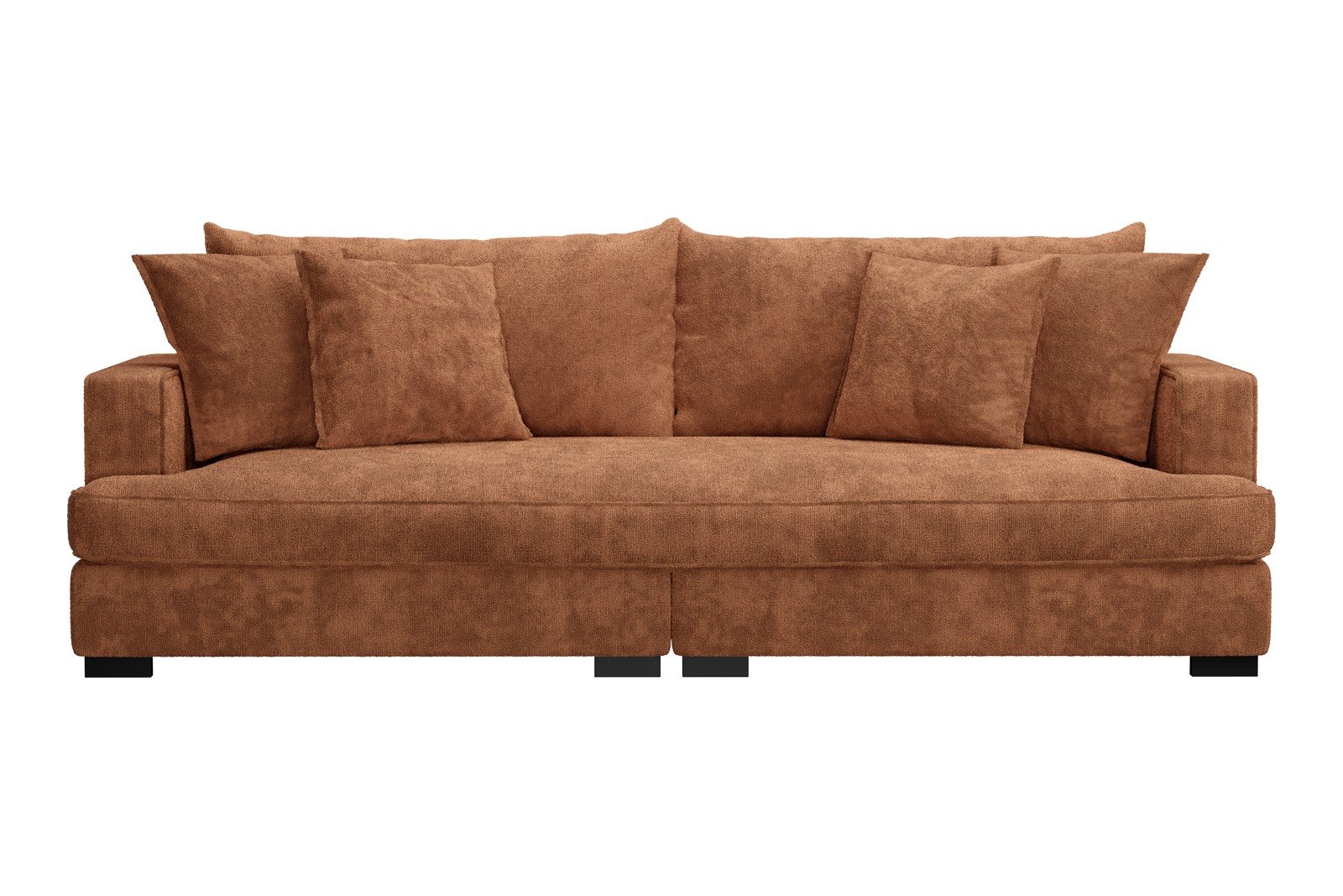 Rossi Lux 3-seter sofa (1 setepute) Tekstil Genesis 9 Deep Terra, arm A med sorte ben. Lux Komfort.