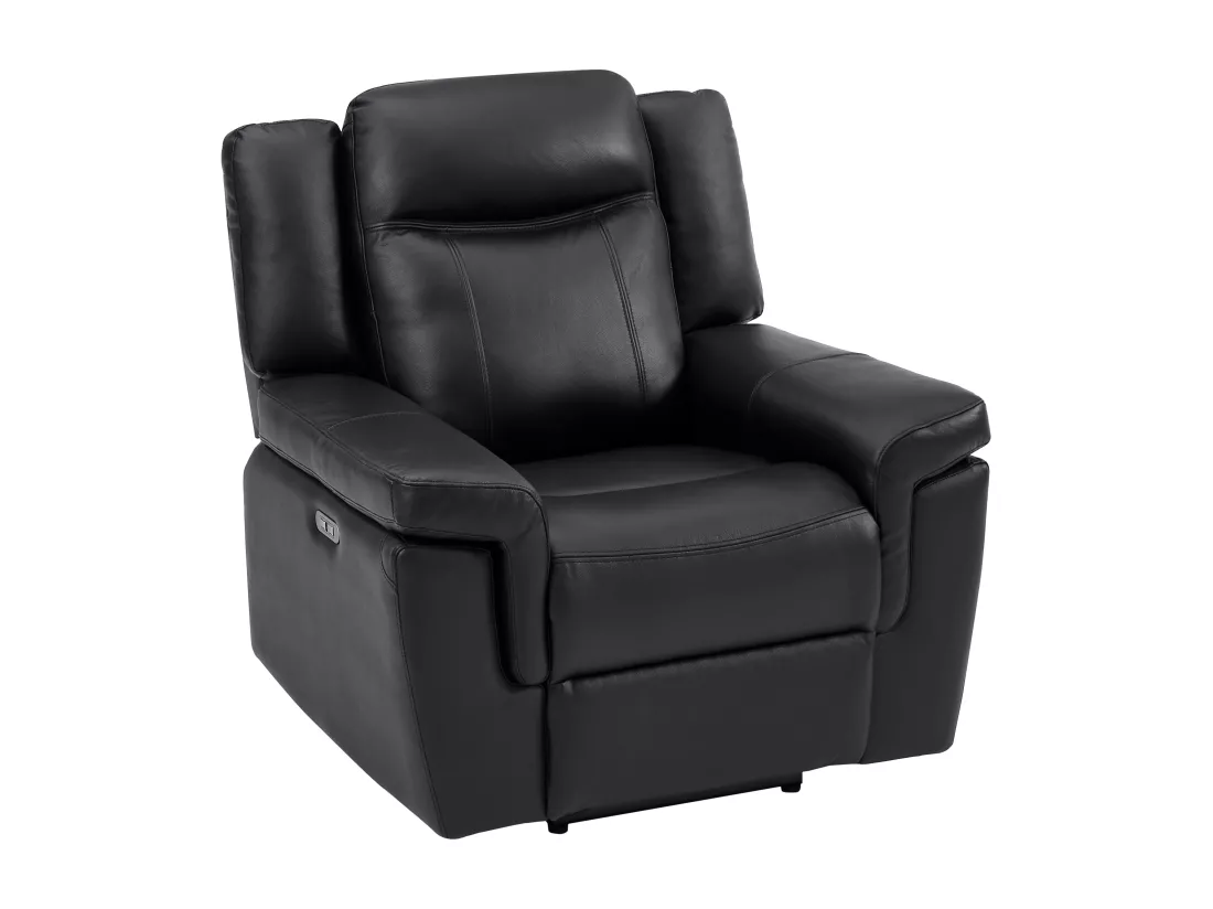 Fauteuil relax électrique en cuir noir KENNETH