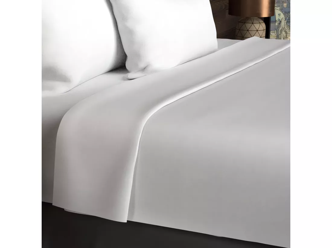 Drap plat en coton 57 fils 180x290 cm UNI blanc, par Soleil d'ocre