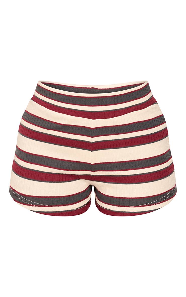 Multicolore Short Moulant Côtelé À Rayures Petite