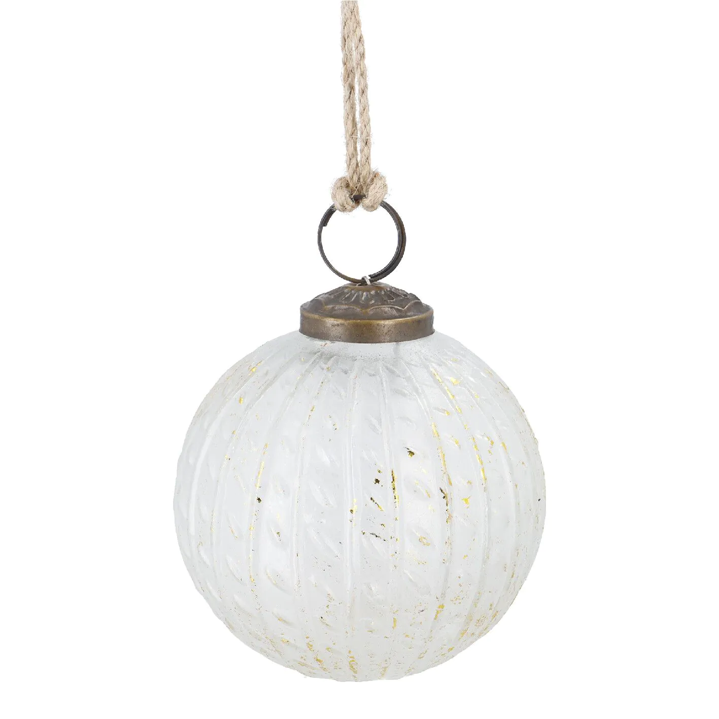 Weihnachtskugel Glaskugel Zopf, creme/gold, 7 cm