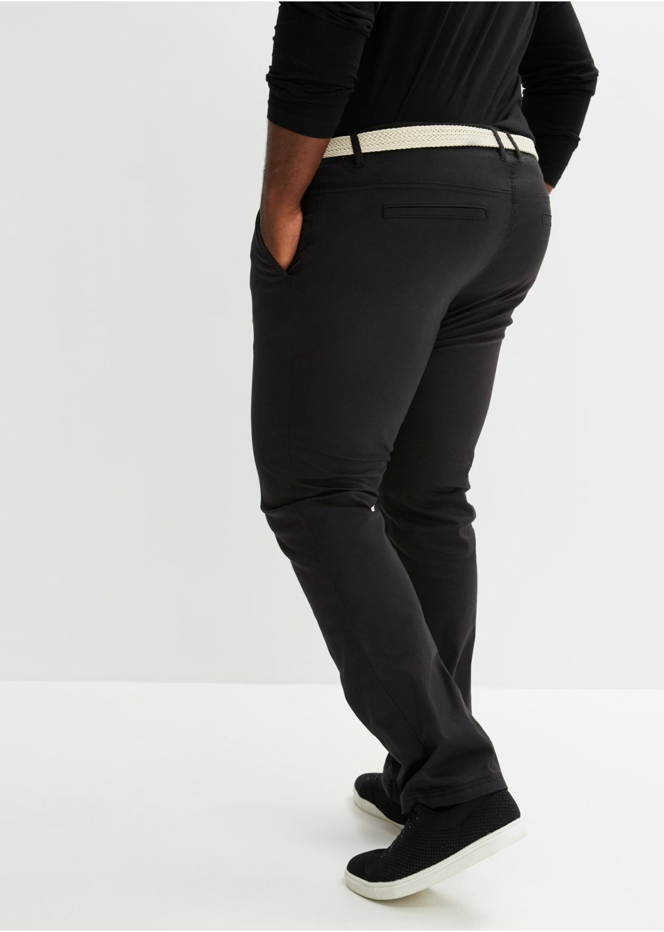 Pantalon chino extensible Regular Fit coupe confort pour le ventre avec ceinture, Straight
