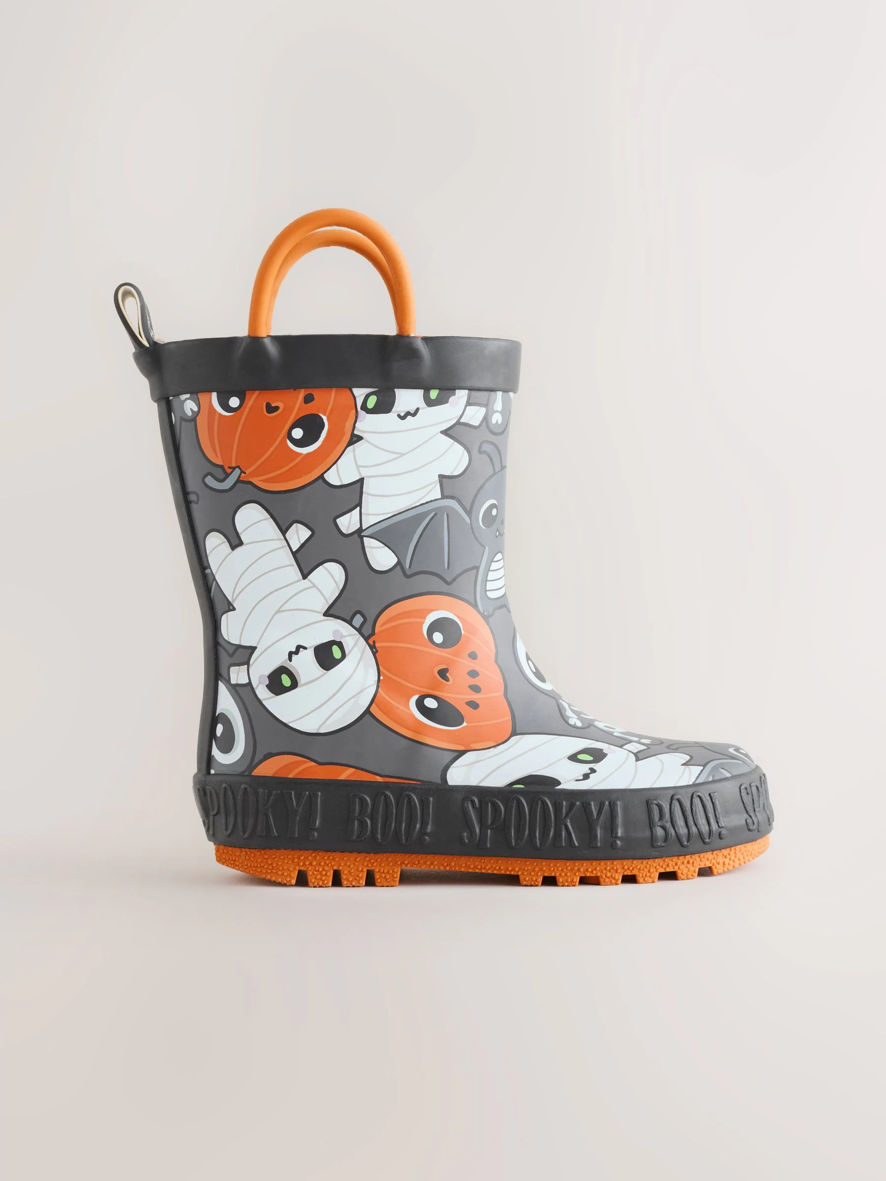 Zwart/oranje Halloween - Aantreklaarzen met handvat