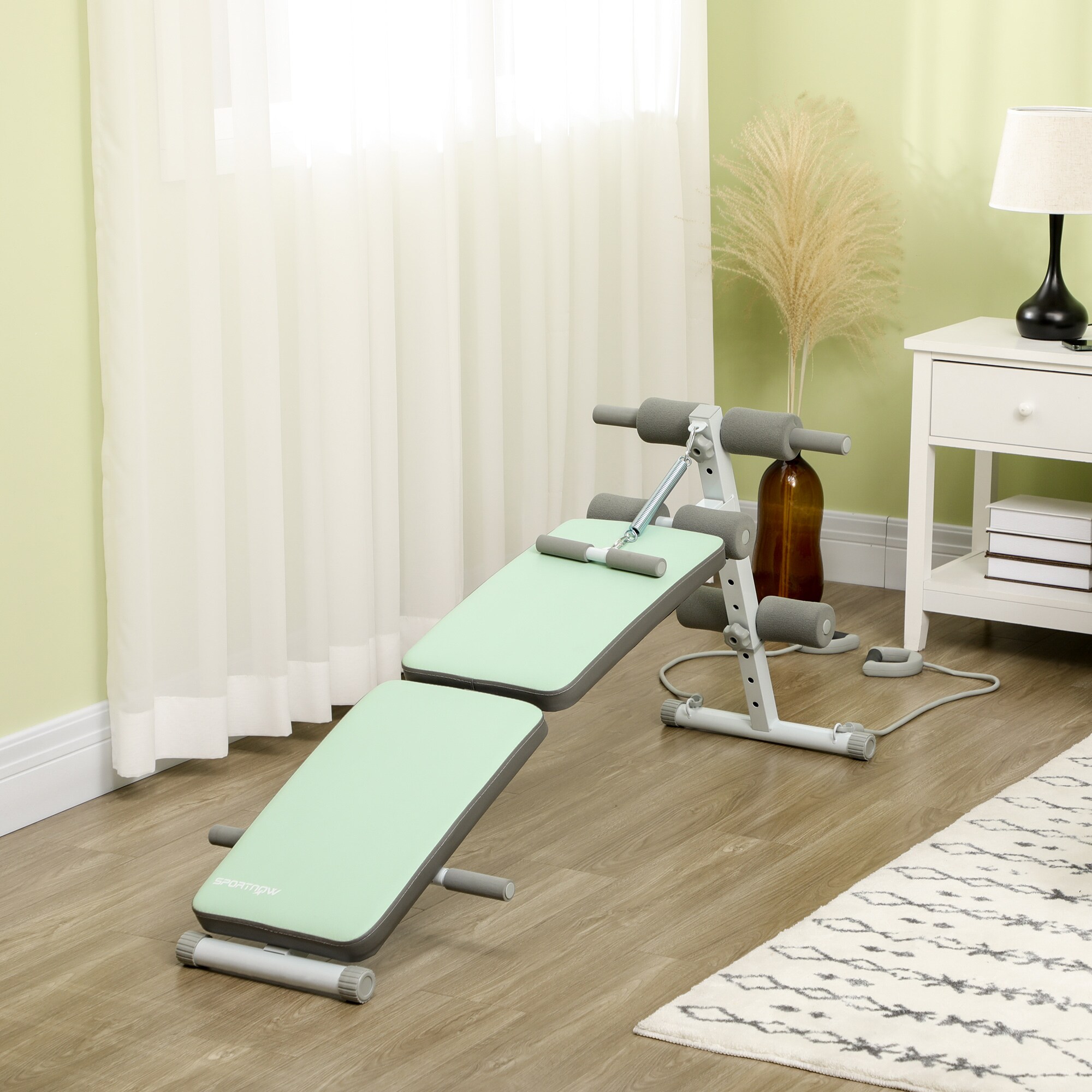 SPORTNOW Sit-up-Bank im Klappdesign grün 51L x 137B x 50-66H cm