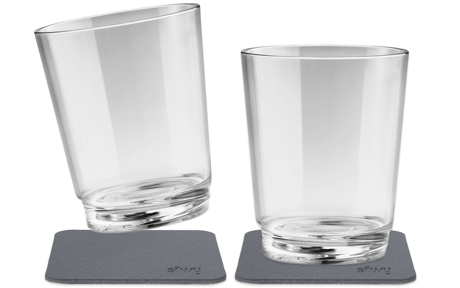 silwy® Tritan-Magnetgläser mit Untersetzer 2er Set  (250 ml) Classic