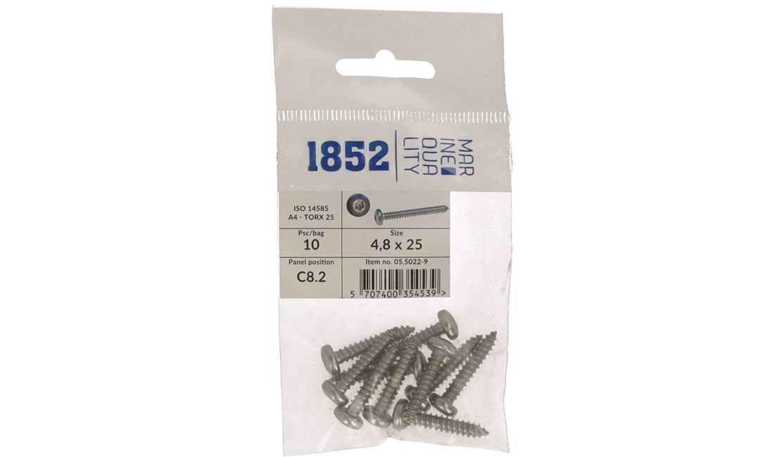 Skrue Panhoved 4,8x25 a4 torx iso 9477/4 10 stk