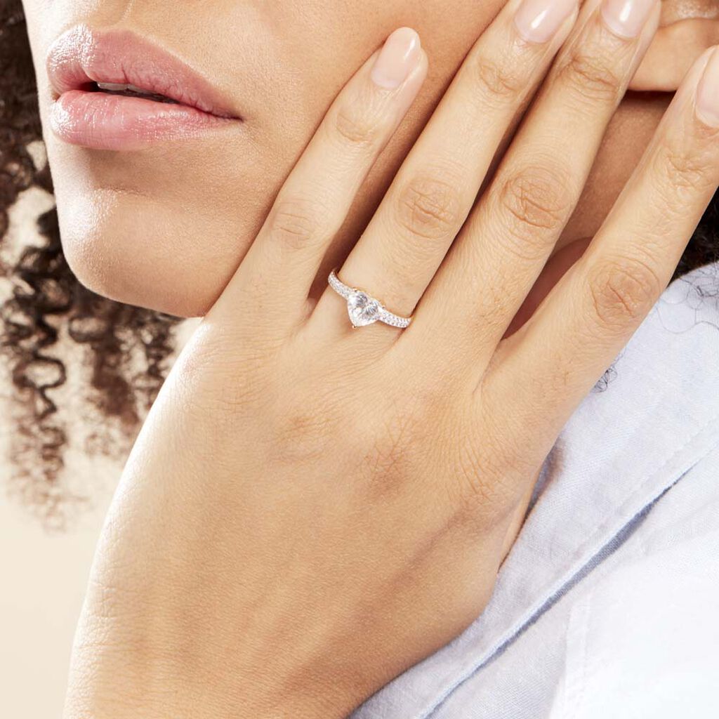Solitaire Accompagné Or Jaune Kaylan Oxyde De Zirconium