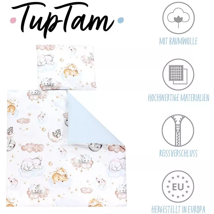 TupTam Unisex Baby Bettwäsche Wiegenset 4-teilig blau