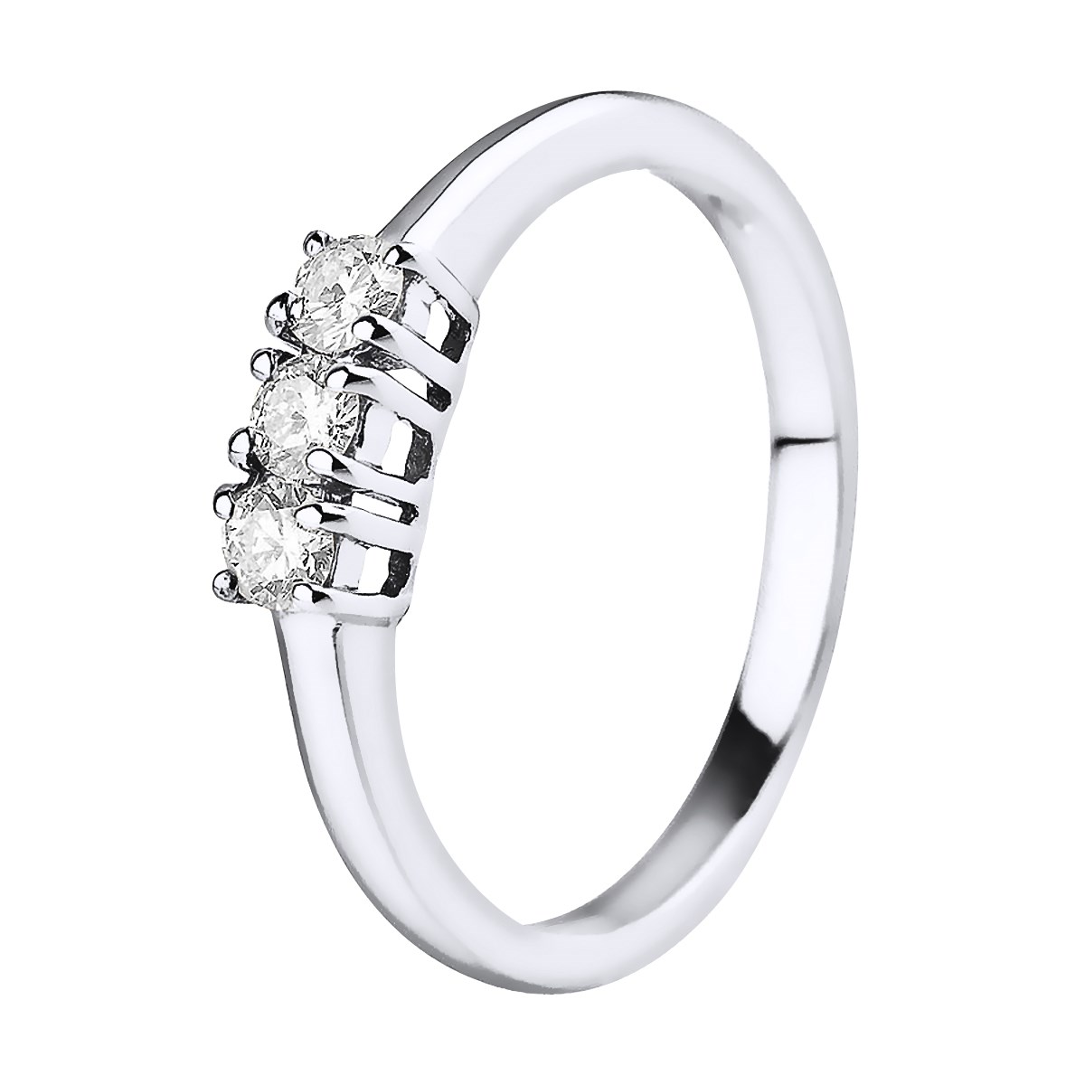 Bague TRILOGIE Diamants 0,24 Cts Serti Griffes Or Blanc 18 Carats