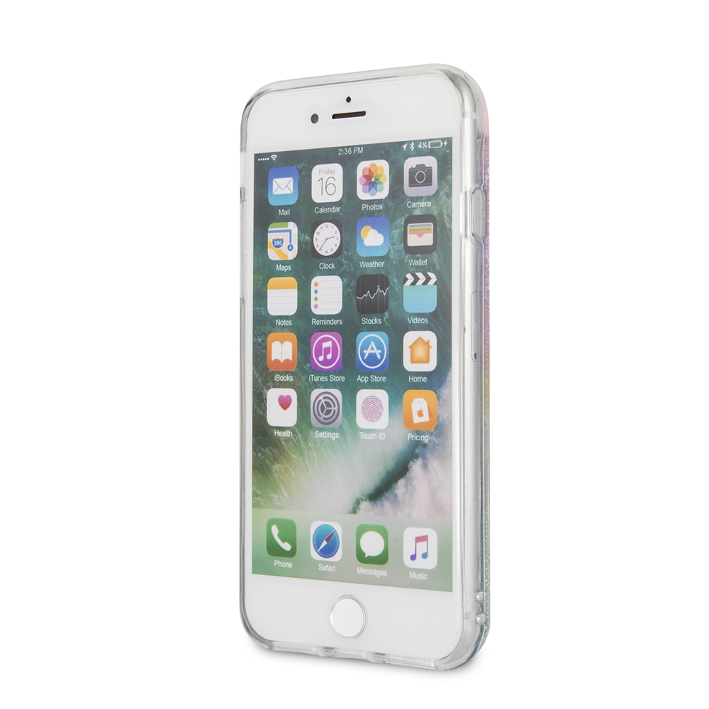 iPhone SE (2022/2020) / 8 / 7 / 6S Hardcase Hülle Liquid Glitter Circle Logo (GUHCI8LGIRGP) - Weiss / Transparent