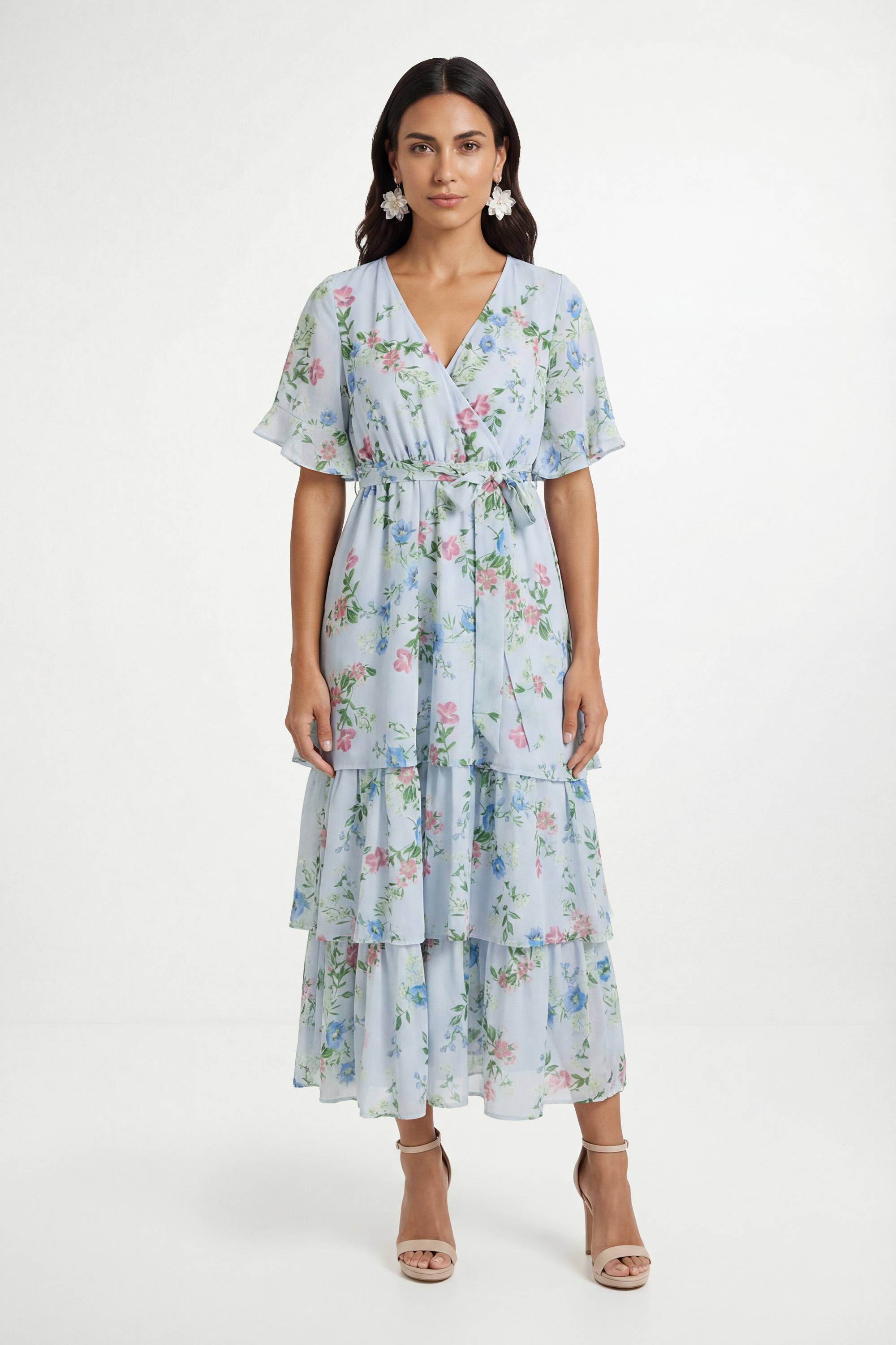 Wallis Robe Maxi À Imprimé Fleuri Et Volants Petite
