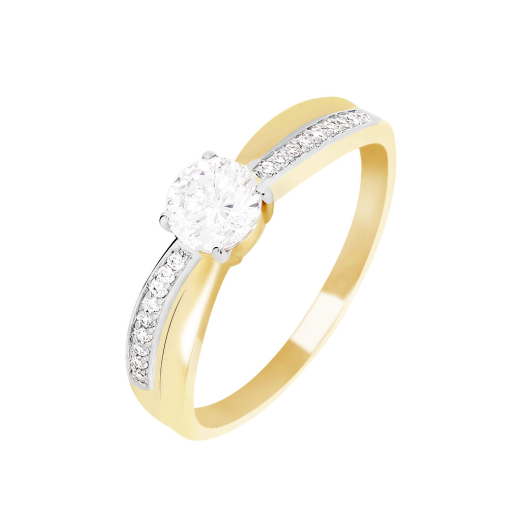 Bague Solitaire Raska Or Jaune Oxyde De Zirconium